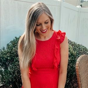 Sleeveless Red Lace dress